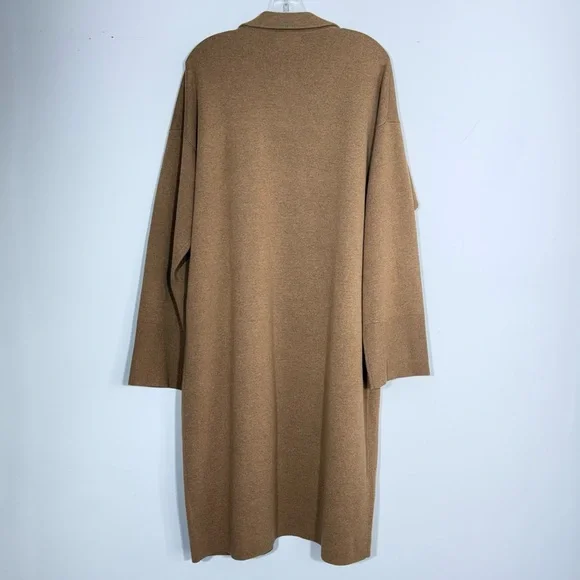 NWT J Crew Ella Open Front Long Sweater Blazer Coat XL in Dark Camel Tan AD753 - Picture 7 of 15